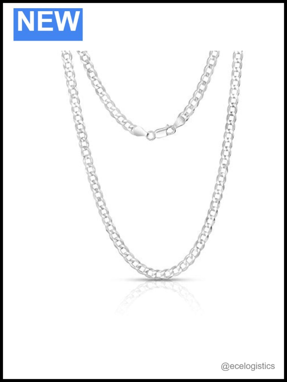 Sterling Silver 7mm Flat Curb Chain Necklace